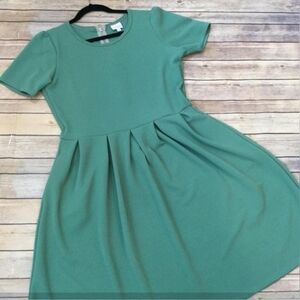 LuLaRoe Amelia Dress Women's Large (14-16) Seafoam Green Textured Pleated EUC